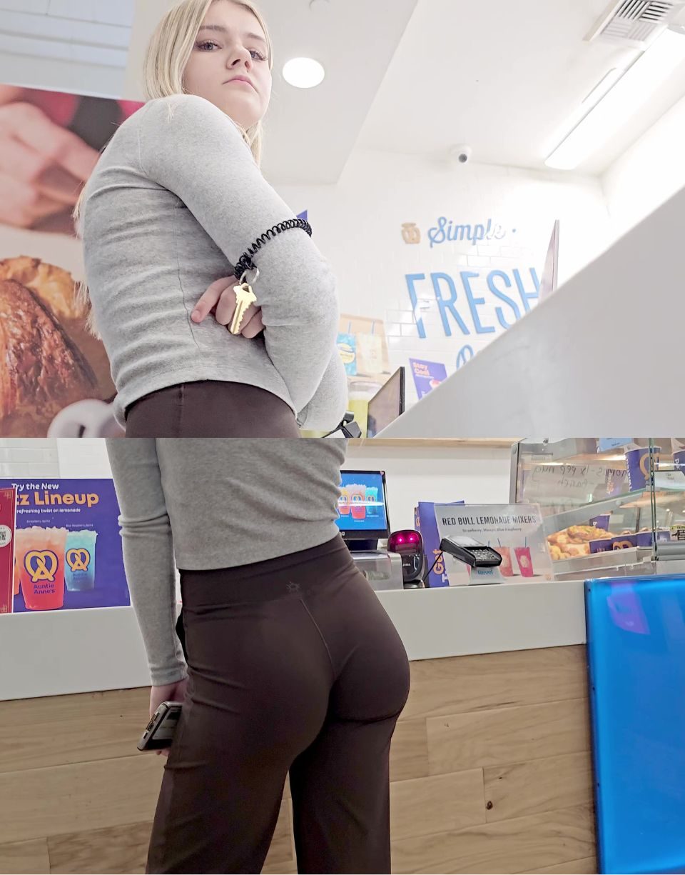 Blonde Hottie waiting in Line