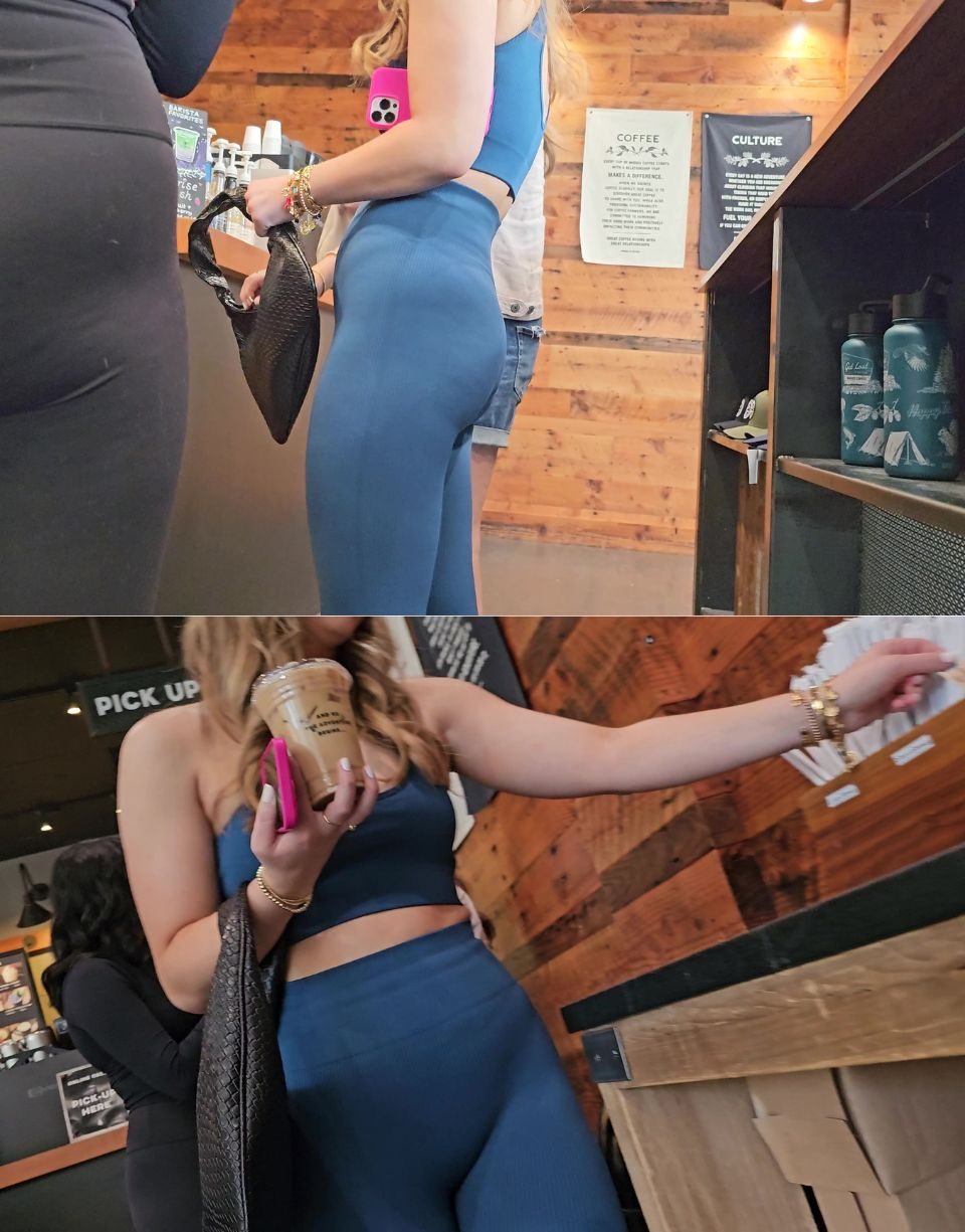 Blonde in Blue Leggings VTL