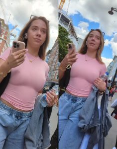 Braless Beauty Walking