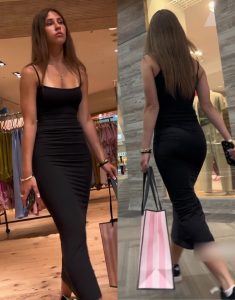 Brunette Girl in Sexy Black Dress
