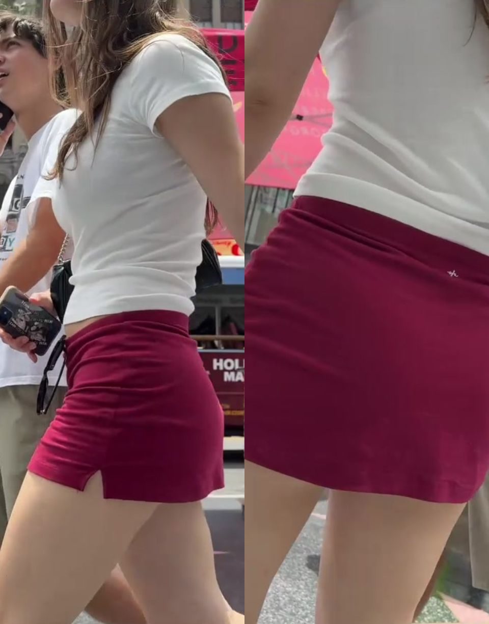 Brunette Teen in Short Skirt