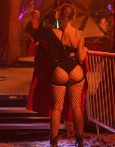 Sexy Assistant in Fishnet Thong