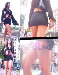 Latina Young fashion model dressed entirely in black