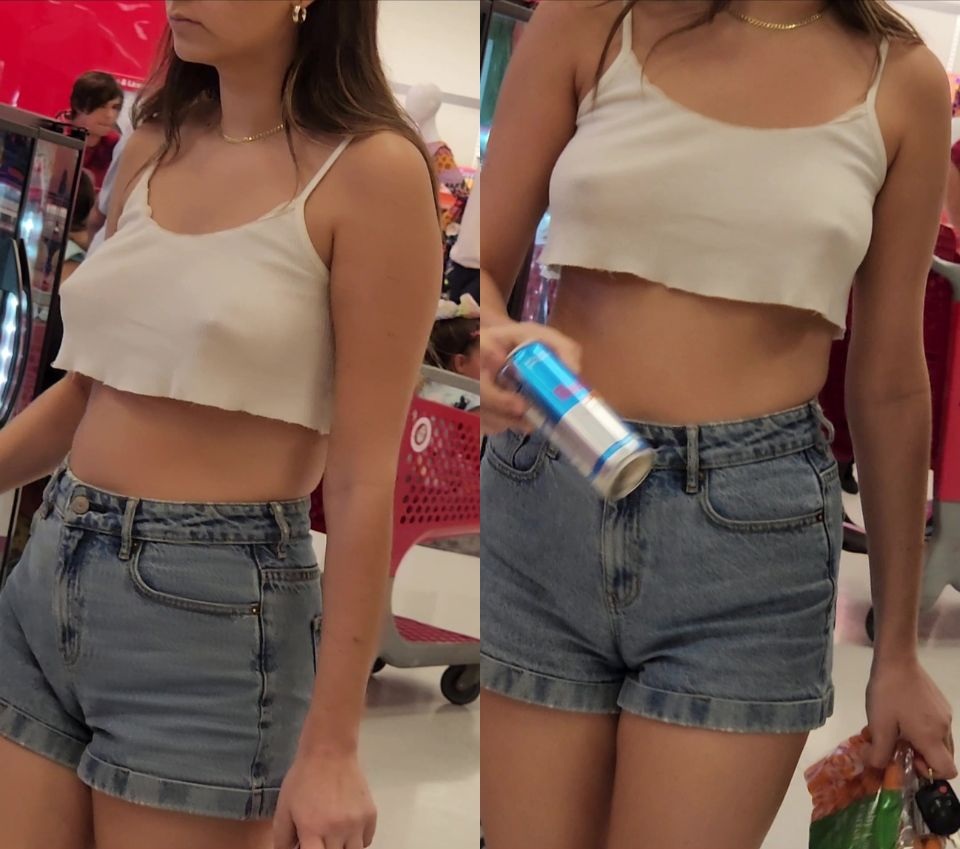 Waiting in Line Brunette Teen