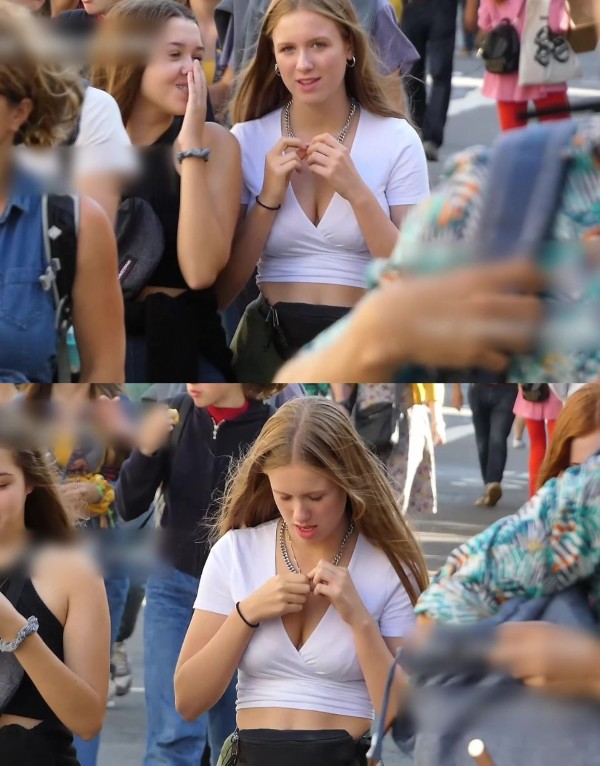Beautiful Candidgirl White Top