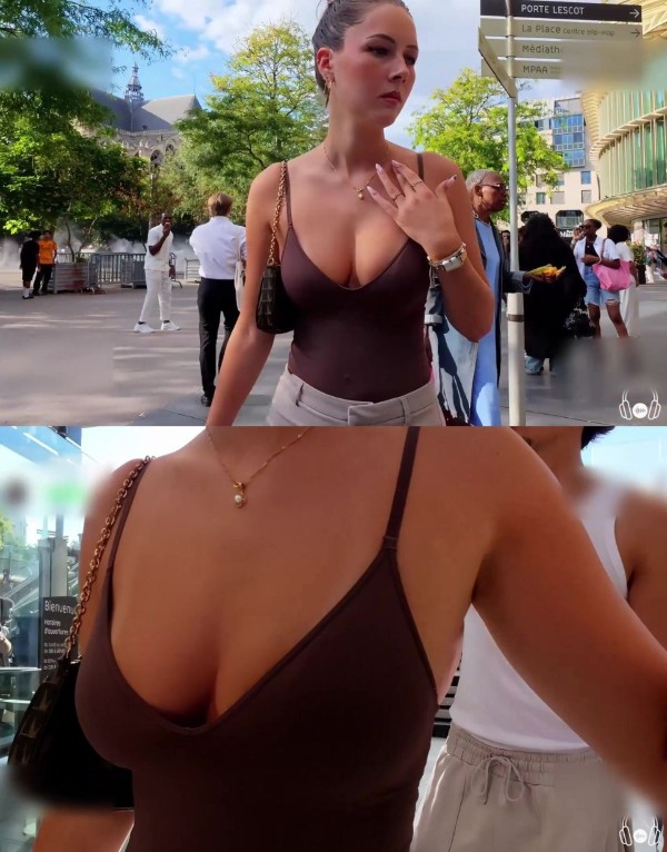 Braless Brunette Beauty