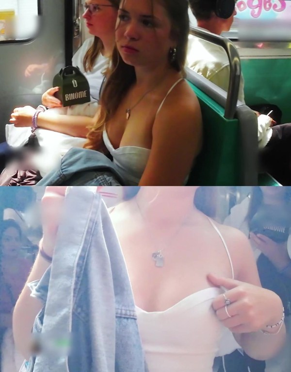 Sexy Teen Cleavage no Bra